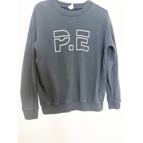 P.E. Nation Heads Up Sweatshirt Size XS Black Oversized Logo Pullover Crewneck - Picture 9 of 13